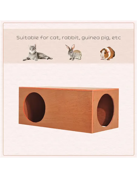 PawHut Outdoor Rabbit Hideaway Shelter Indoor Cat Tunnel Garden Kitty Box House Pet Home Run Play Cage Waterproof 60Lx30Wx25H(cm