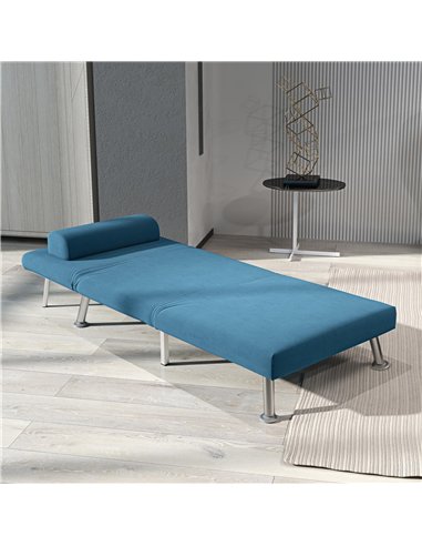 HOMCOM Single Velvet-Feel Sleeper Chair - Blue