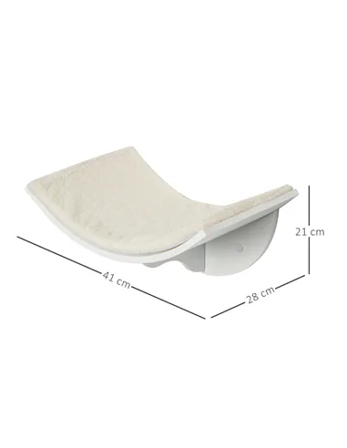 PawHut Wood Cat Shelves, Wall-Mounted Cat Shelter, Curved Kitten Bed Perch Climber Furniture 41 x 28 x 21cm White