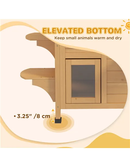 PawHut 2-story Cat House Outdoor, Weatherproof Wooden Cat Enclosure for Feral Cats with Escape Door, Openable Roof, Jumping Plat