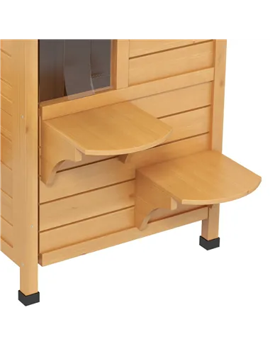 PawHut 2-story Cat House Outdoor, Weatherproof Wooden Cat Enclosure for Feral Cats with Escape Door, Openable Roof, Jumping Plat