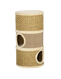 PawHut Cat Scratching Barrel Kitten Tree Tower for Indoor Cats Pet Furniture Climbing Frame Covered with Sisal and Seaweed Rope 