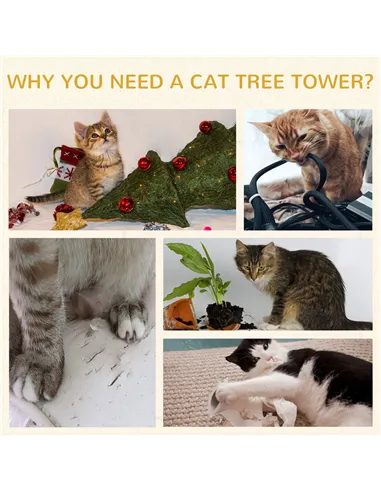 PawHut Cat Scratching Barrel Kitten Tree Tower for Indoor Cats Pet Furniture Climbing Frame Covered with Sisal and Seaweed Rope 