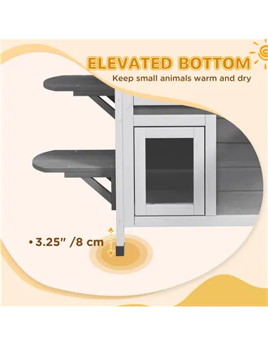 PawHut 2-story Cat House Outdoor, Weatherproof Wooden Cat Enclosure for Feral Cats with Escape Door, Openable Roof, Jumping Plat