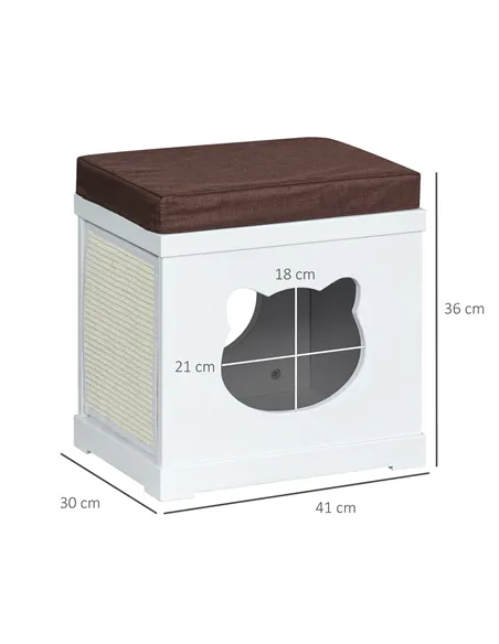PawHut Cat House Bed Cat Scratching Cube for Small Cat Pet Furniture with Removable Scratching Pad and Soft Cushion White