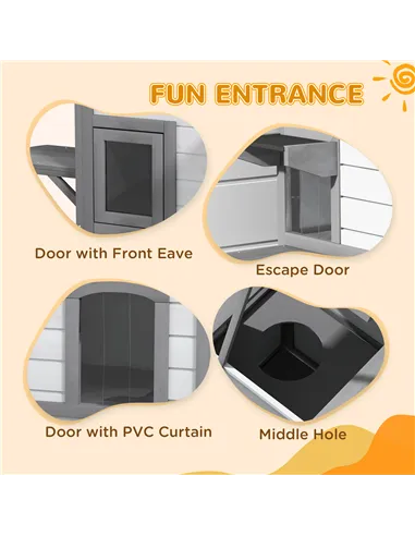 PawHut 2-Story Indoor or Outdoor Cat House W/ Escape Door, Cat Shelter, White