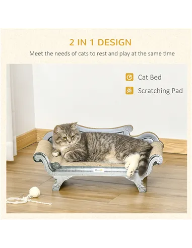 PawHut Cat Scratching Board Cardboard Cat Scratchers Lounger, 60 x 29 x 26.5cm