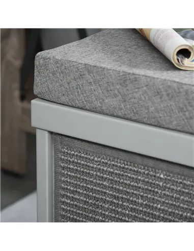 PawHut Cat House Bed Kitten Cave Cube Indoor for Small Pet with Removable Sisal Scratching Pads Soft Cushions, 41x30x36 cm, Grey