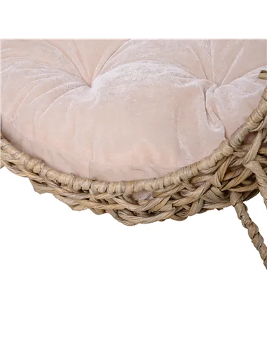 PawHut Wicker Cat Bed, Ball-Shaped Rattan Elevated Cat Basket with Three Tripod Legs, Cushion - Natural Wood Finish