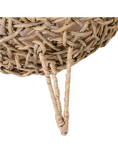 PawHut Wicker Cat Bed, Ball-Shaped Rattan Elevated Cat Basket with Three Tripod Legs, Cushion - Natural Wood Finish