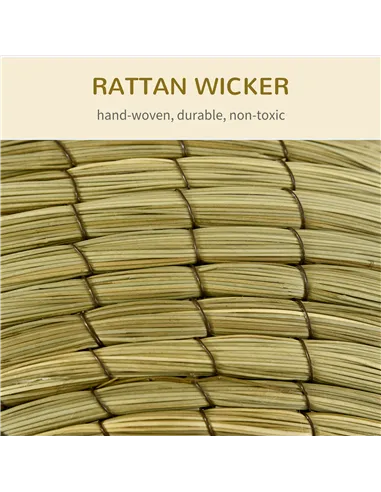 PawHut Raised Detachable Cat house, Natural Mat Grass Cat Bed, with Cushion