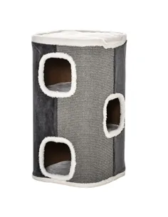 PawHut Sisal Cat Barrel with Soft Plush & Lamb Fleece Grey