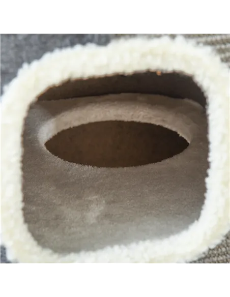 PawHut Sisal Cat Barrel with Soft Plush & Lamb Fleece Grey