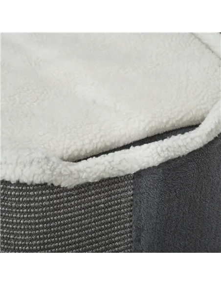 PawHut Sisal Cat Barrel with Soft Plush & Lamb Fleece Grey
