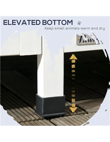 PawHut Wooden Cat House with Flower Pot, Windows, Multiple Entrances, Water-Resistant Roof for Outdoor - Grey