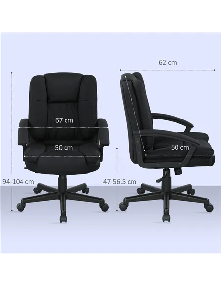 HOMCOM Linen-Look Padded Office Chair - Black