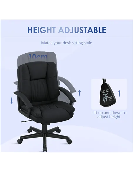 HOMCOM Linen-Look Padded Office Chair - Black
