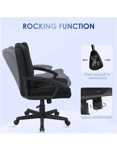 HOMCOM Linen-Look Padded Office Chair - Black