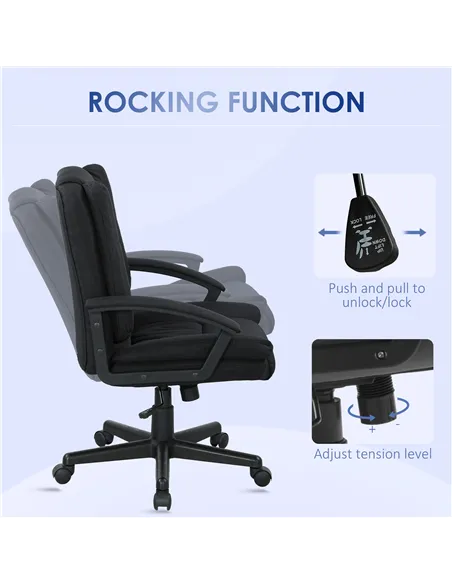 HOMCOM Linen-Look Padded Office Chair - Black