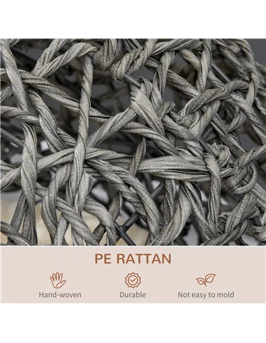 PawHut Rattan Elevated Cat Bed House Kitten Basket Ball Shaped Pet Furniture w/ Removable Cushion - Silver-Tone and Grey