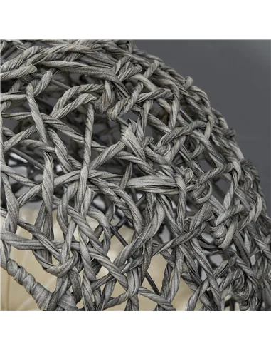 PawHut Rattan Elevated Cat Bed House Kitten Basket Ball Shaped Pet Furniture w/ Removable Cushion - Silver-Tone and Grey