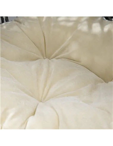 PawHut Rattan Elevated Cat Bed House Kitten Basket Ball Shaped Pet Furniture w/ Removable Cushion - Silver-Tone and Grey