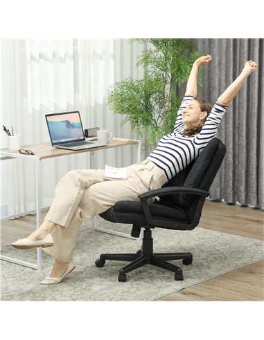 HOMCOM Linen-Look Padded Office Chair - Black