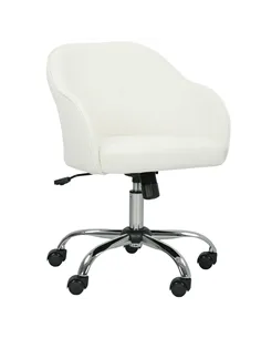 HOMCOM 46-56 cm Velvet-feel Office Chair - Cream