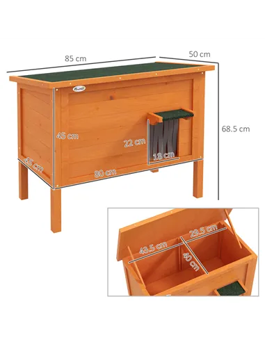 PawHut Feral Cat House, Wooden Insulated with Removable Floor, Water-Resistant Openable Roof - Orange