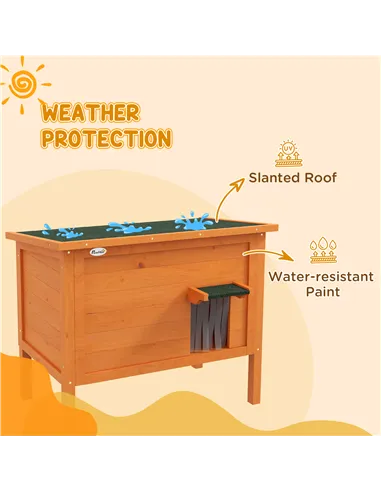 PawHut Feral Cat House, Wooden Insulated with Removable Floor, Water-Resistant Openable Roof - Orange