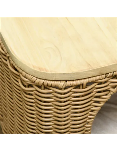 PawHut Elevated Design Wicker Cat House with Washable Cushion, Light Brown