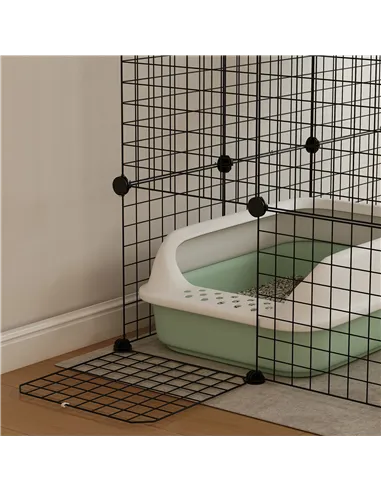 PawHut Four-Tier DIY Large Cat Cage with Hammock, Ramps, Five Doors, Indoor Use for 1-3 Cats, Black