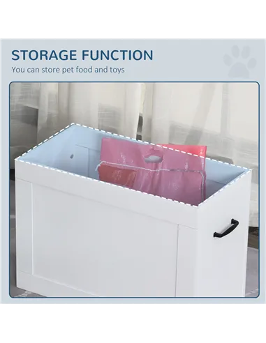 PawHut Raised Dog Bowls, with Storage, Two Stainless Steel Bowls, Elevated Base - White