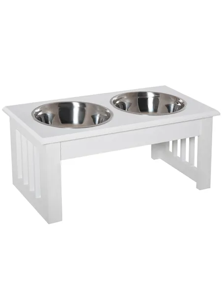 PawHut Raised Dog Feeding Bowls with Stand, Stainless Steel for  Extra Small and Small Dog, 44L x 24W x 15H cm - White