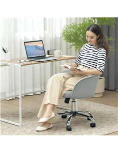 HOMCOM 46-56 cm Velvet-feel Office Chair - Grey 2