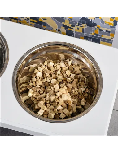 PawHut Raised Dog Feeding Bowls with Stand, Stainless Steel for  Extra Small and Small Dog, 44L x 24W x 15H cm - White