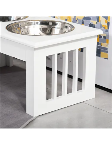 PawHut Raised Dog Feeding Bowls with Stand, Stainless Steel for  Extra Small and Small Dog, 44L x 24W x 15H cm - White