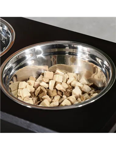 PawHut Raised Dog Feeding Bowls with Stand, Stainless Steel for Medium Dog, 58L x 31W x 25H cm - Brown