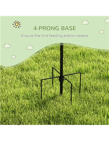 Pawhut Bird Feeding Station Kit, Wild Bird Feeder Pole with 6 Hooks, 4 Hanging Feeders for Peanuts, Seed, Fat Balls, for Garden,