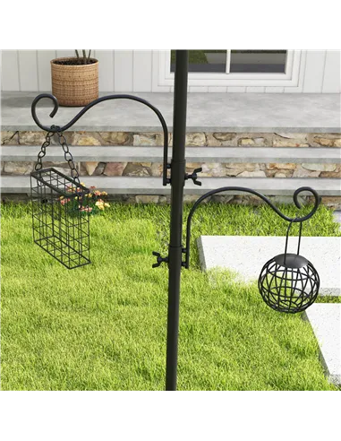 Pawhut Bird Feeding Station Kit, Wild Bird Feeder Pole with 6 Hooks, 4 Hanging Feeders for Peanuts, Seed, Fat Balls, for Garden,