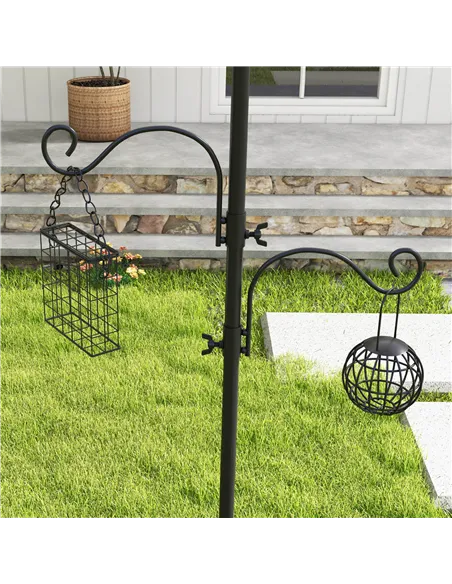 Pawhut Bird Feeding Station Kit, Wild Bird Feeder Pole with 6 Hooks, 4 Hanging Feeders for Peanuts, Seed, Fat Balls, for Garden,