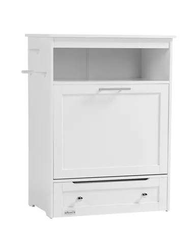 PawHut Pet Feeder Station, Dog, Cat Storage Container, with Raised Bowls, Hanger, Cabinet - White