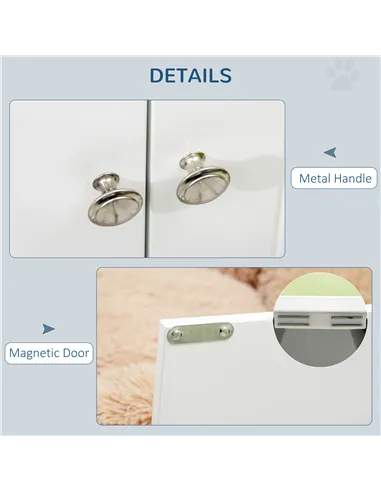 PawHut Raised Pet Feeder, with Two Bowls, Storage - White