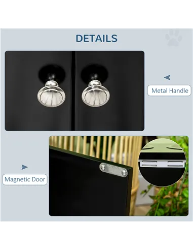 PawHut Raised Pet Feeder, with Two Bowls, Storage - Black