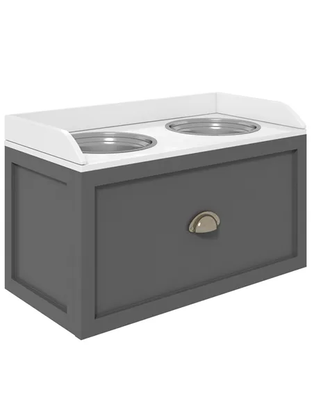 PawHut Stainless Steel Raised Dog Bowls, with 21L Storage Drawer for Large Dogs - Grey