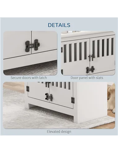 PawHut Raised Dog Bowls, Pet Feeding Station, with Storage, Food and Water Bowls, for Large Dogs - White