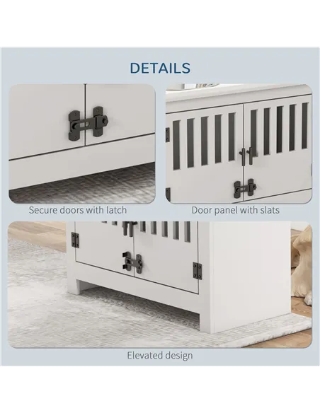 PawHut Raised Dog Bowls, Pet Feeding Station, with Storage, Food and Water Bowls, for Large Dogs - White