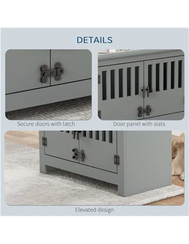 PawHut Raised Dog Bowls, Pet Feeding Station, with Storage, Food and Water Bowls, for Large Dogs - Grey