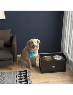 PawHut Stainless Steel Raised Dog Bowls, with 21L Storage Drawer for Large Dogs and Cats - Black 2