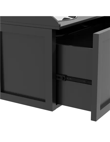 PawHut Stainless Steel Raised Dog Bowls, with 21L Storage Drawer for Large Dogs and Cats - Black